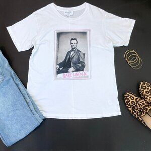 Studio by David Lerner NY 'Babe Lincoln' White Tshirt  - Size Small